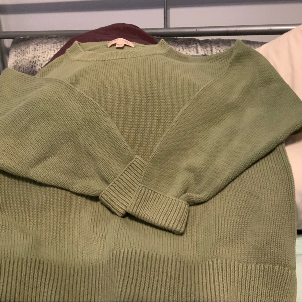 Philosophy Green Crew Neck Sweater Ribbed Knit Classic